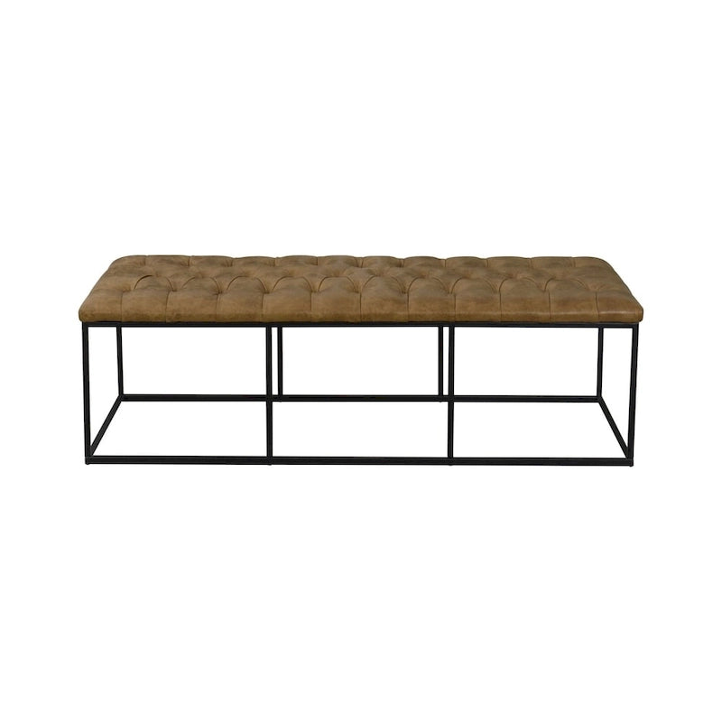 Pouf capitonné HomePop Draper marron clair