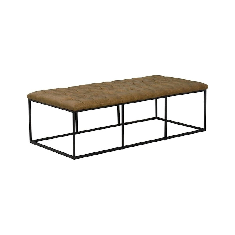 Pouf capitonné HomePop Draper marron clair