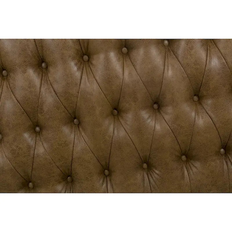 Pouf capitonné HomePop Draper marron clair
