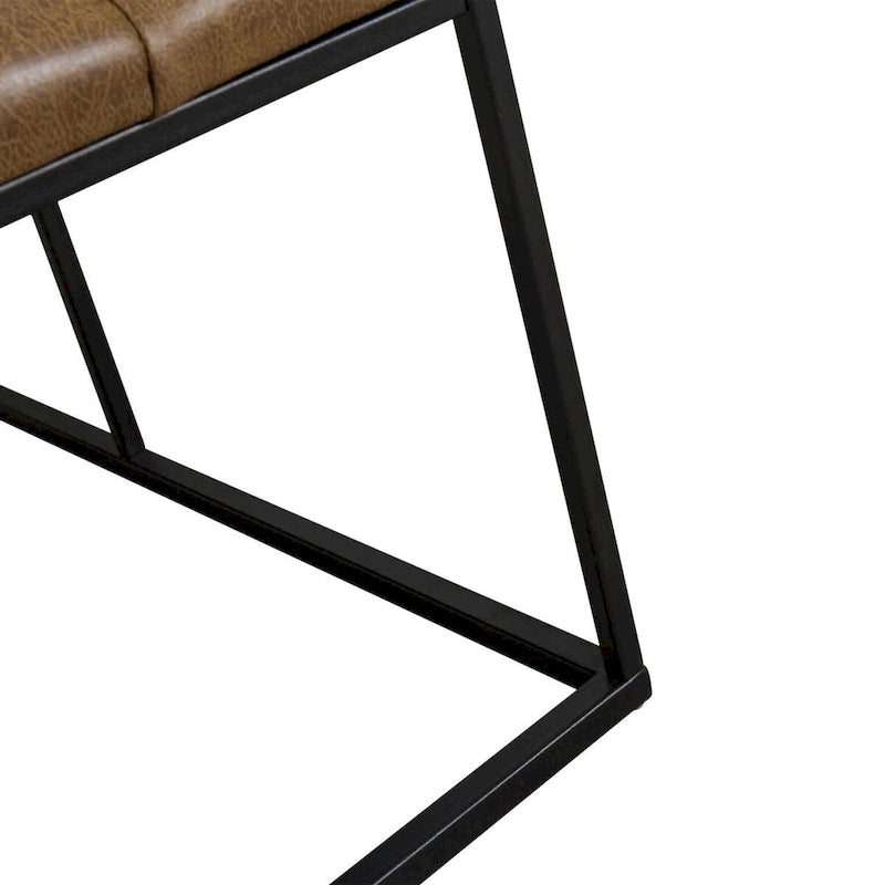 Pouf capitonné HomePop Draper marron clair