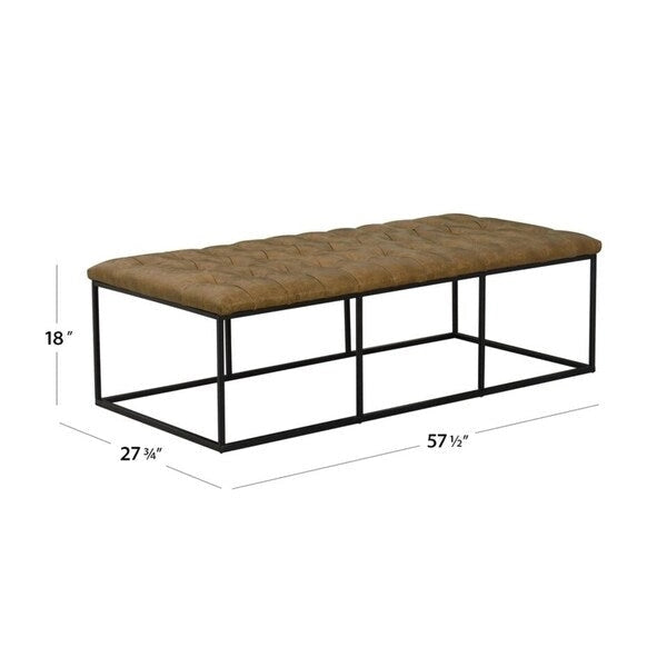 Pouf capitonné HomePop Draper marron clair