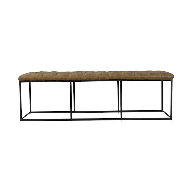 Pouf capitonné HomePop Draper marron clair