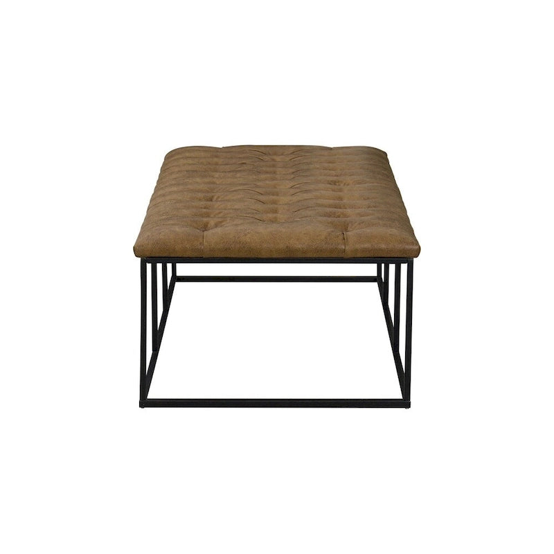 Pouf capitonné HomePop Draper marron clair