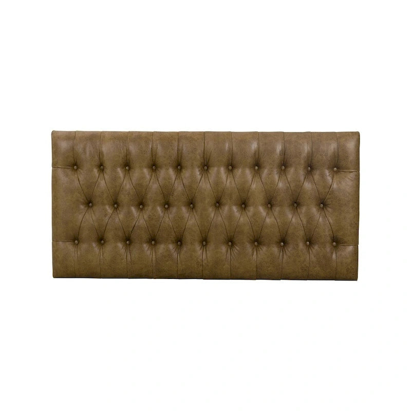Pouf capitonné HomePop Draper marron clair