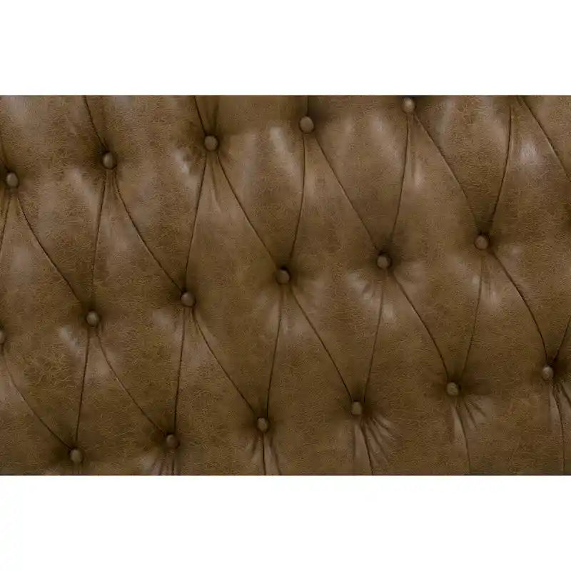 Pouf capitonné HomePop Draper marron clair