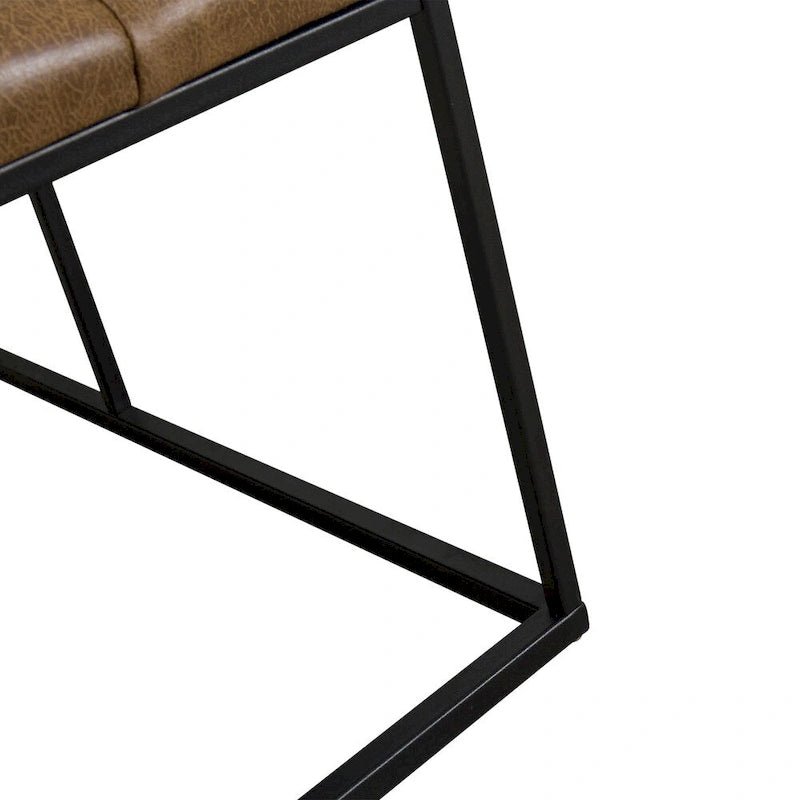Pouf capitonné HomePop Draper marron clair