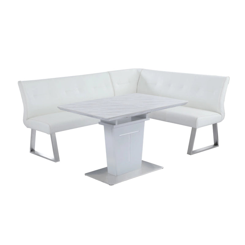 Ensemble de salle à manger Somette Amelia en mélamine marbrée avec coin repas et banc