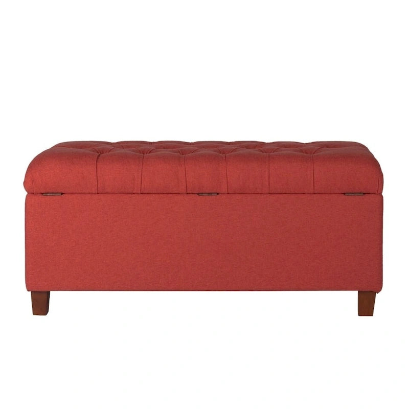 Banc de rangement capitonné Copper Grove Bresse couleur canneberge