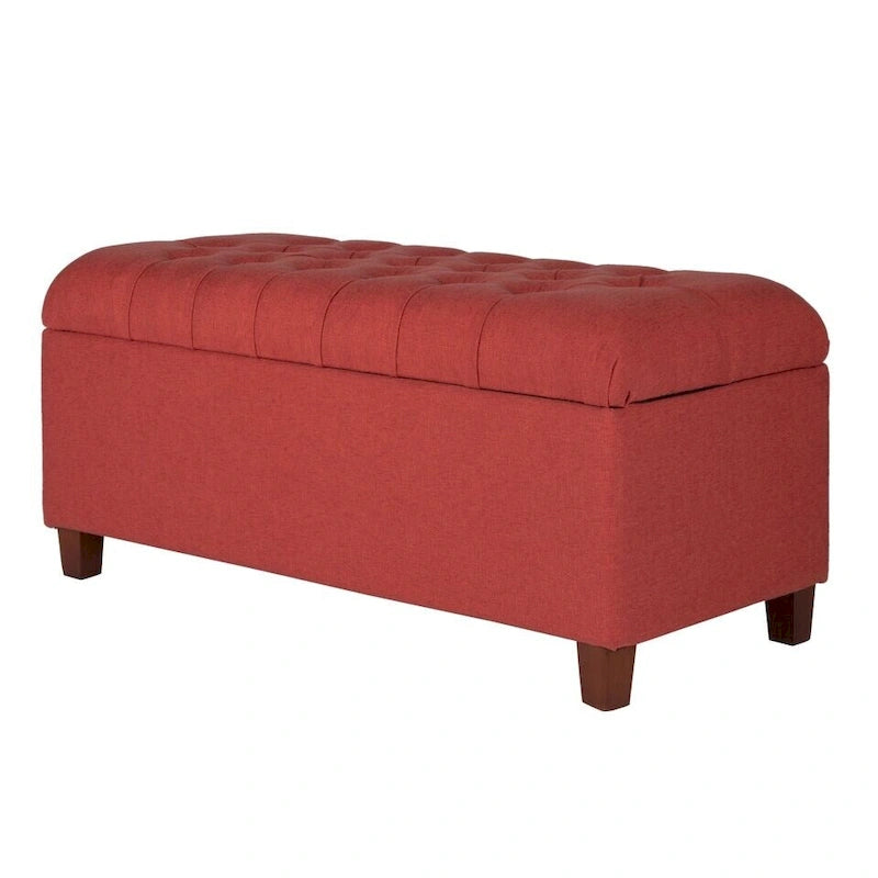 Banc de rangement capitonné Copper Grove Bresse couleur canneberge
