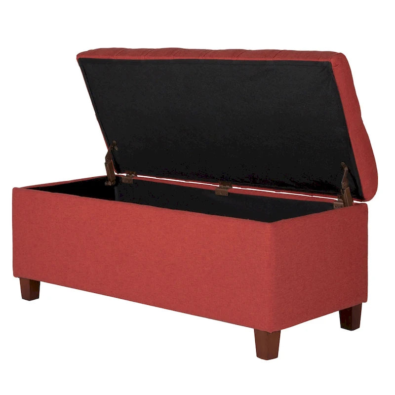 Banc de rangement capitonné Copper Grove Bresse couleur canneberge