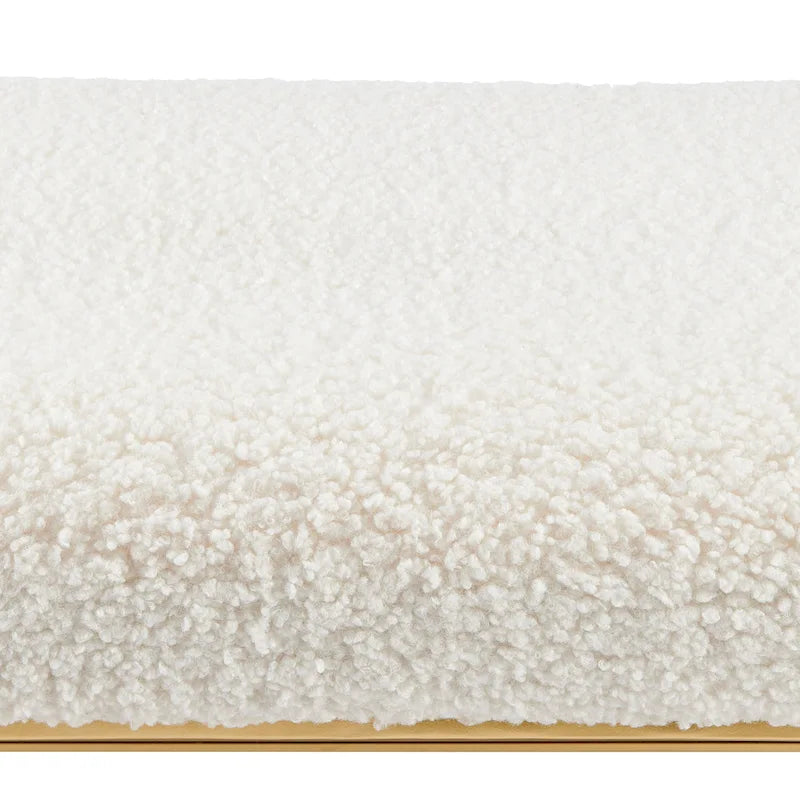 Banc Frisly en tissu de mouton retourné avec étagère