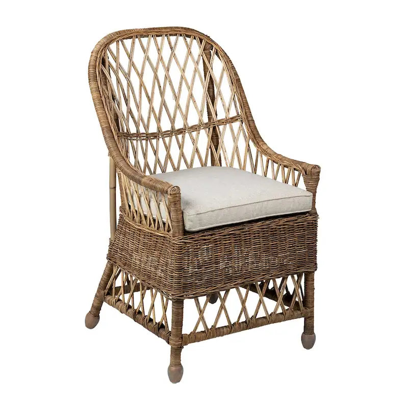 Chaise de salle à manger Bayside Curvilinear en rotin rembourrée par East at Main - 22x23x39