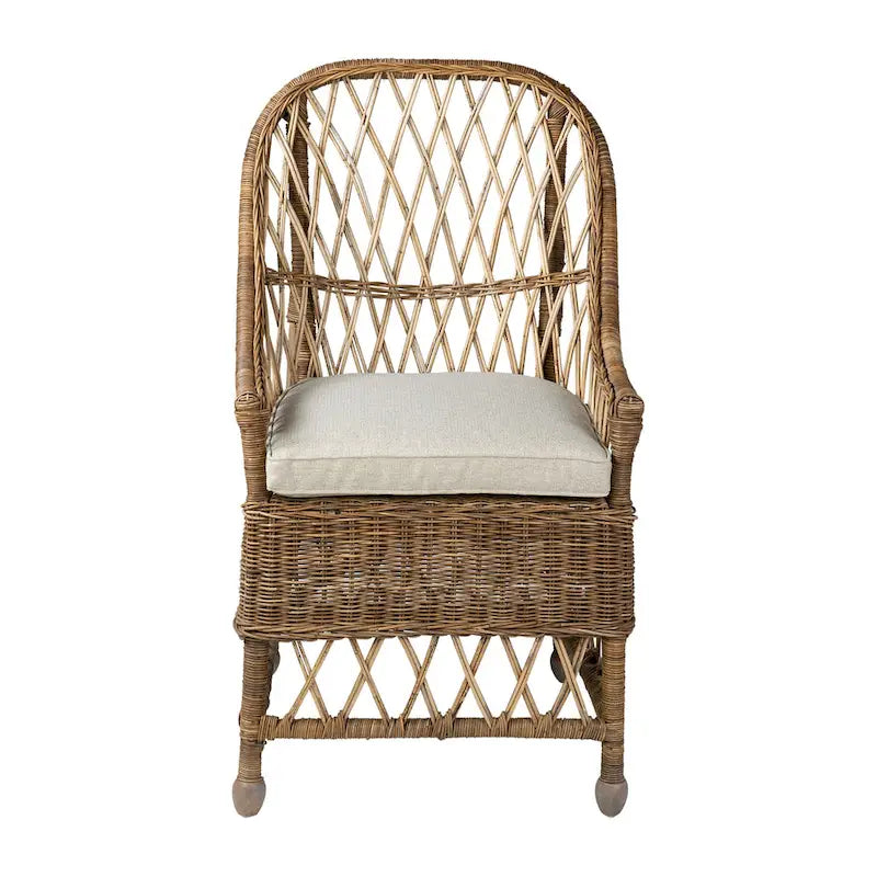 Chaise de salle à manger Bayside Curvilinear en rotin rembourrée par East at Main - 22x23x39