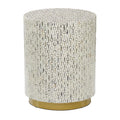 Table d'appoint en nacre avec piètement doré et motifs géométriques - Blanc, gris ou noir - Roche River Decor