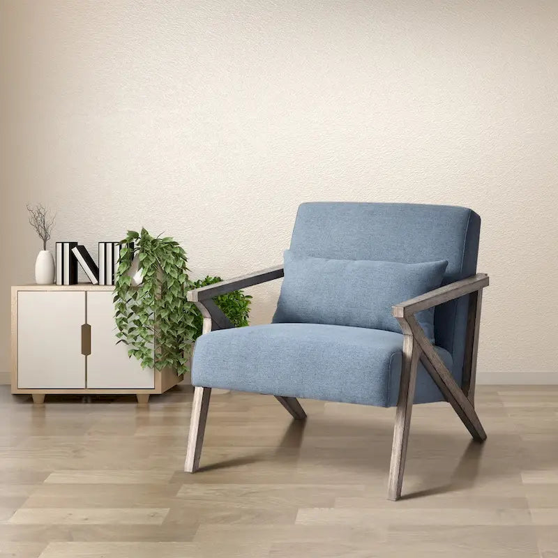 Fauteuil d'appoint en bois massif recouvert de tissu