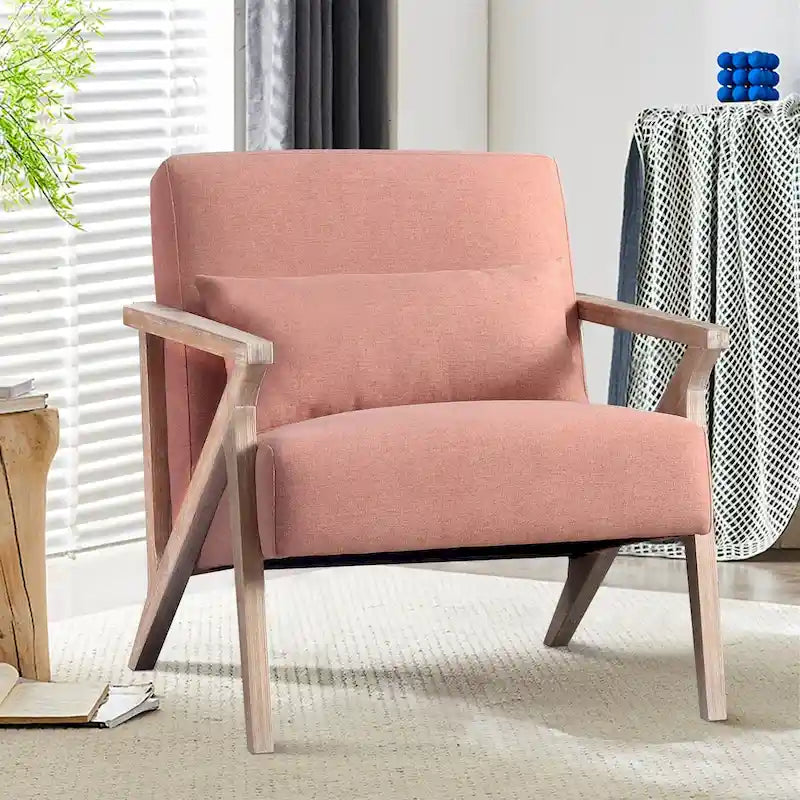 Fauteuil d'appoint en bois massif recouvert de tissu