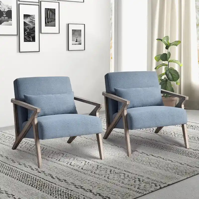 Fauteuil d'appoint en bois massif recouvert de tissu