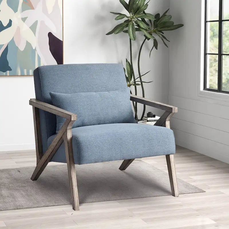 Fauteuil d'appoint en bois massif recouvert de tissu