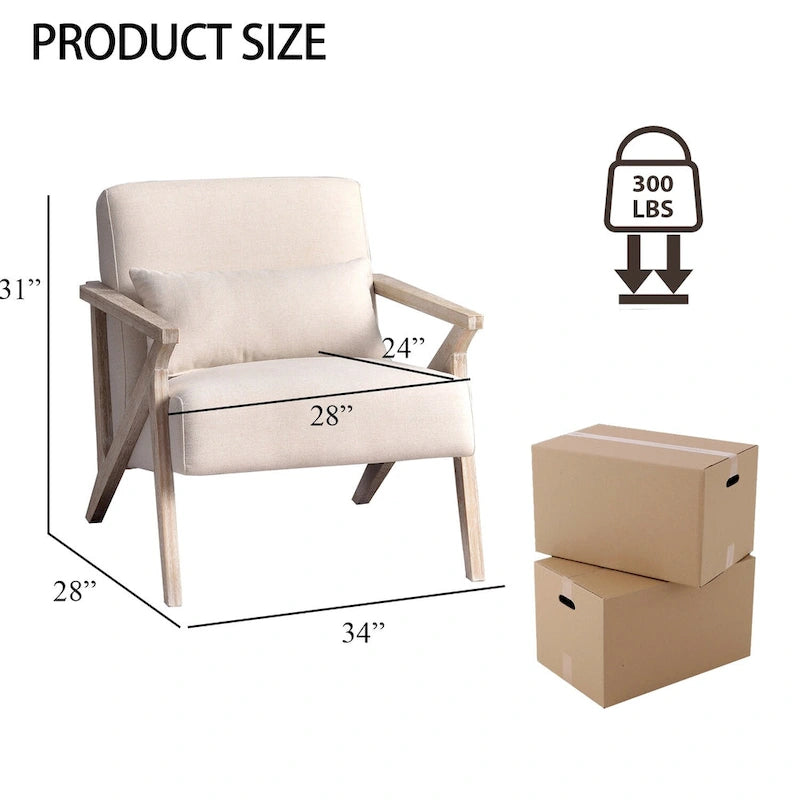 Fauteuil d'appoint en bois massif recouvert de tissu