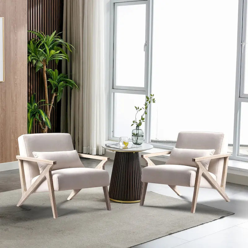 Fauteuil d'appoint en bois massif recouvert de tissu