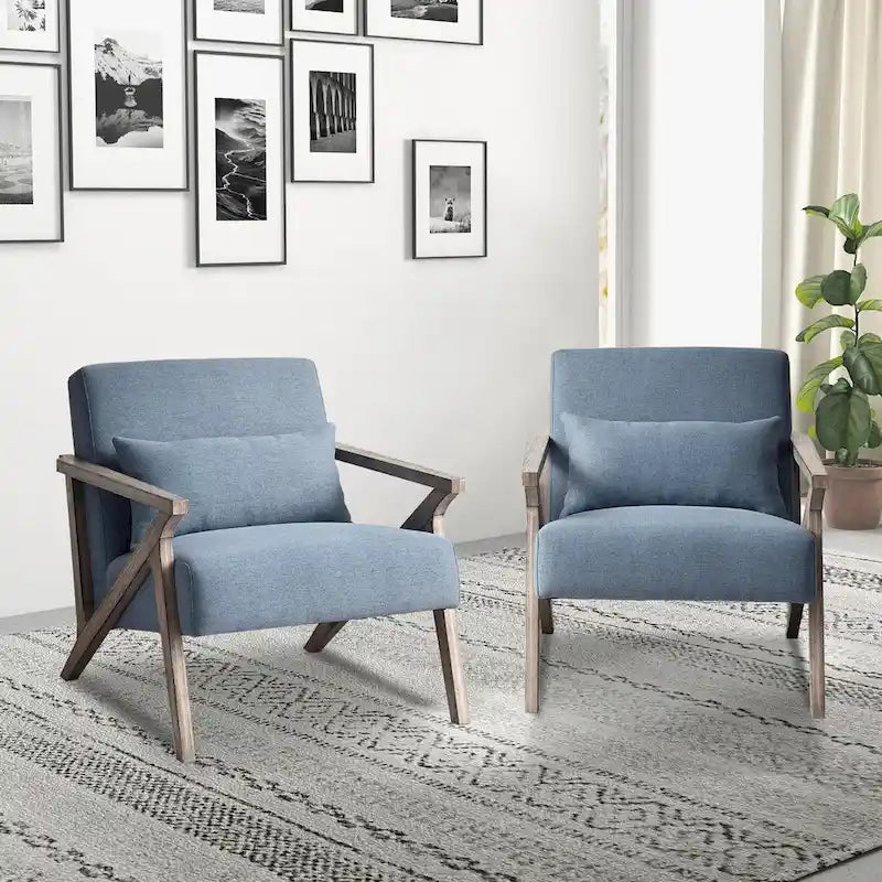 Fauteuil d'appoint en bois massif recouvert de tissu
