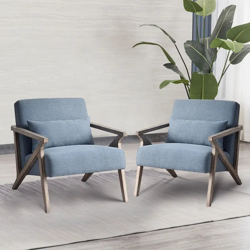 Fauteuil d'appoint en bois massif recouvert de tissu