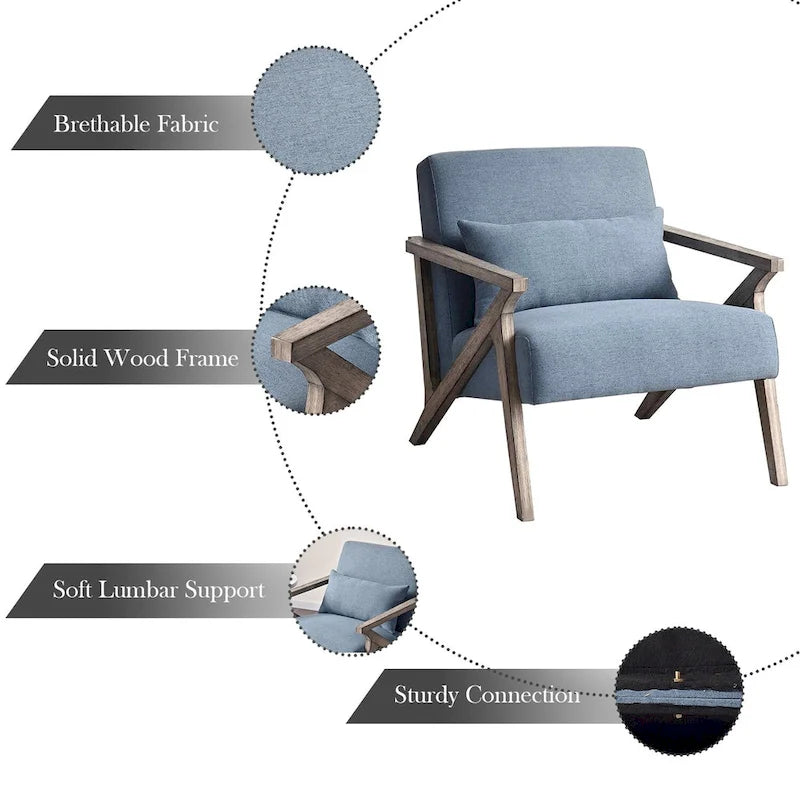 Fauteuil d'appoint en bois massif recouvert de tissu