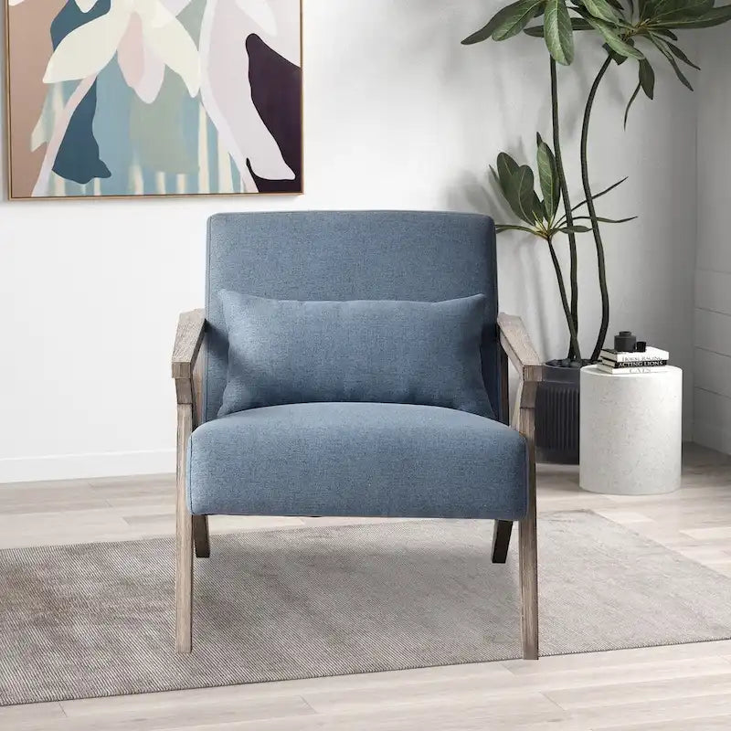 Fauteuil d'appoint en bois massif recouvert de tissu