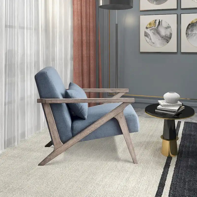 Fauteuil d'appoint en bois massif recouvert de tissu