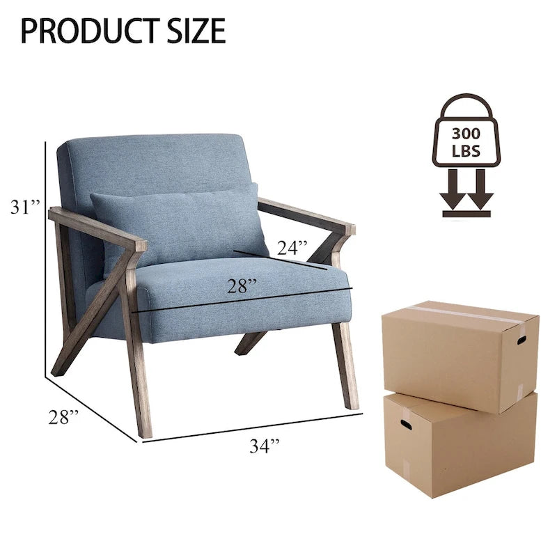 Fauteuil d'appoint en bois massif recouvert de tissu