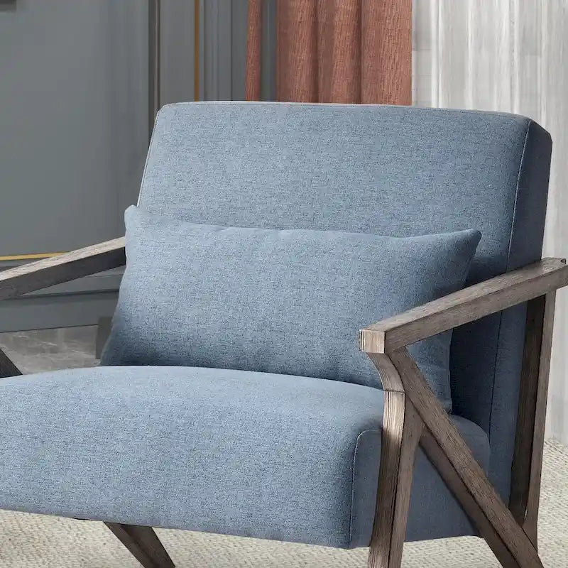 Fauteuil d'appoint en bois massif recouvert de tissu