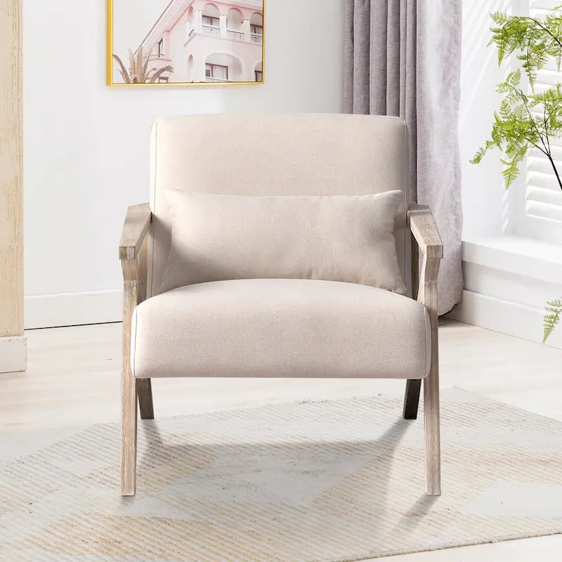 Fauteuil d'appoint en bois massif recouvert de tissu