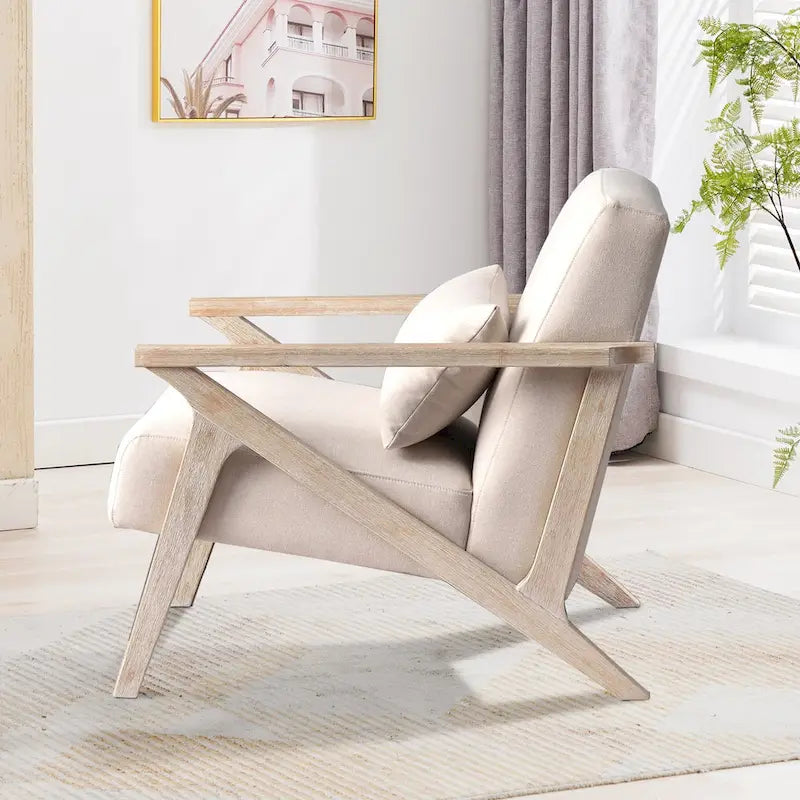 Fauteuil d'appoint en bois massif recouvert de tissu