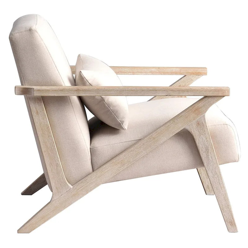 Fauteuil d'appoint en bois massif recouvert de tissu
