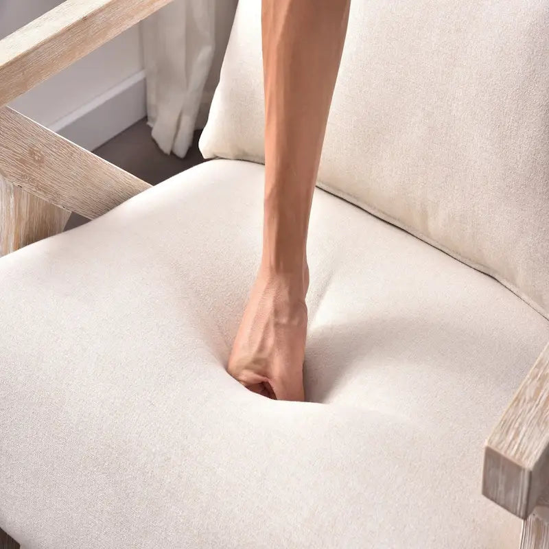 Fauteuil d'appoint en bois massif recouvert de tissu