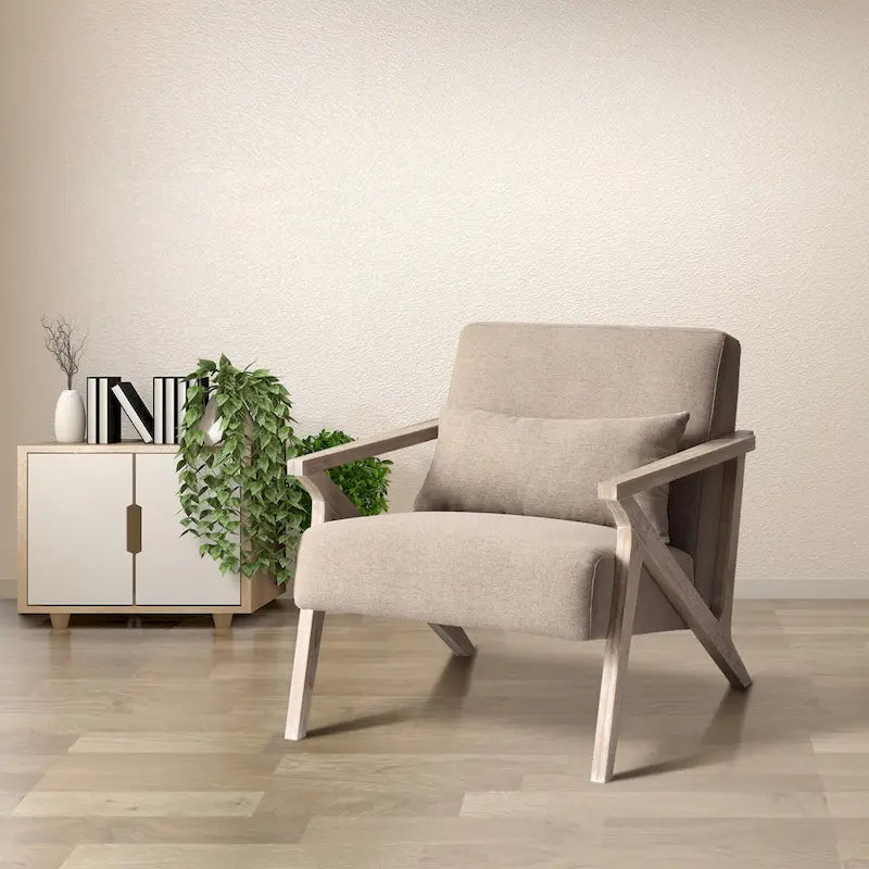 Fauteuil d'appoint en bois massif recouvert de tissu