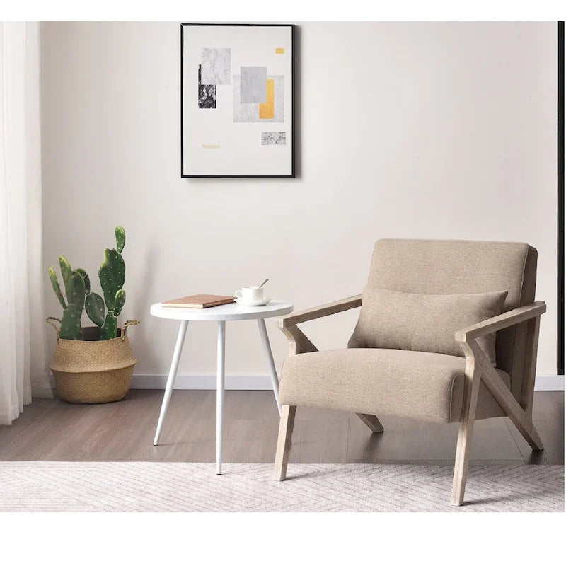 Fauteuil d'appoint en bois massif recouvert de tissu
