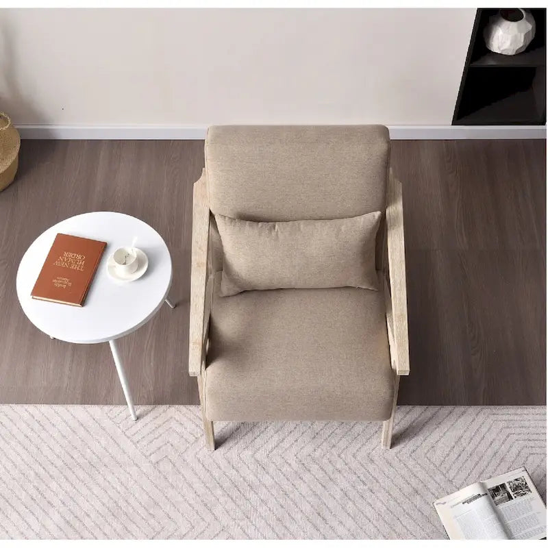 Fauteuil d'appoint en bois massif recouvert de tissu