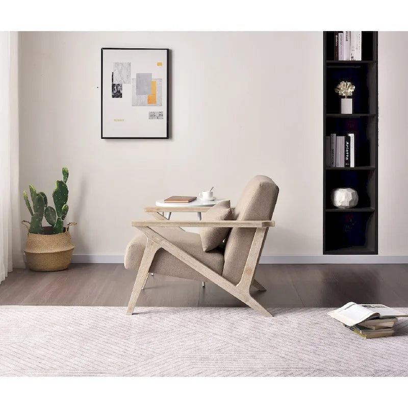 Fauteuil d'appoint en bois massif recouvert de tissu