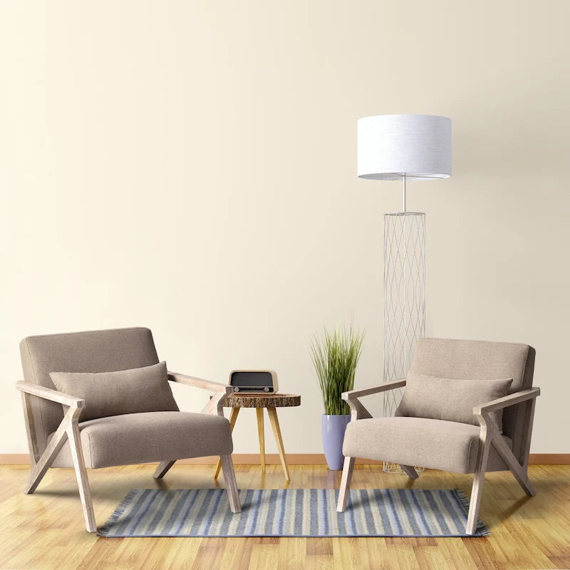 Fauteuil d'appoint en bois massif recouvert de tissu