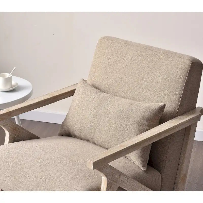 Fauteuil d'appoint en bois massif recouvert de tissu