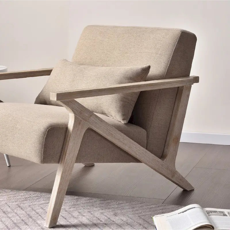 Fauteuil d'appoint en bois massif recouvert de tissu