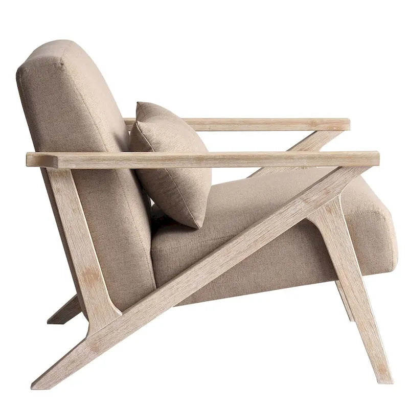 Fauteuil d'appoint en bois massif recouvert de tissu