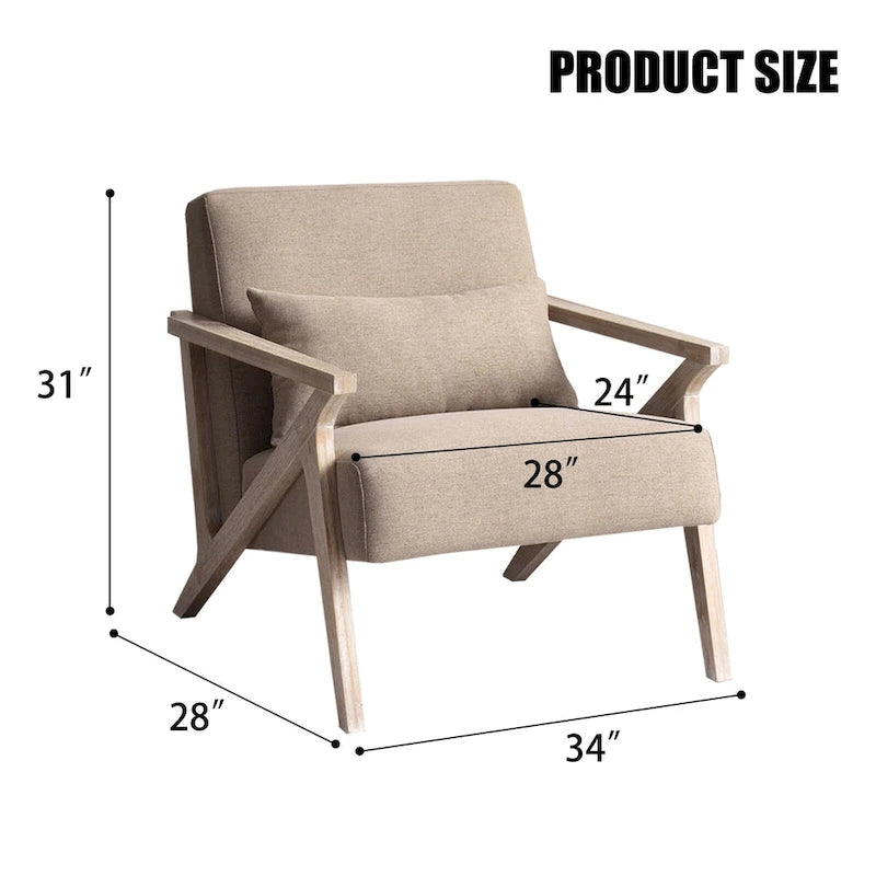 Fauteuil d'appoint en bois massif recouvert de tissu