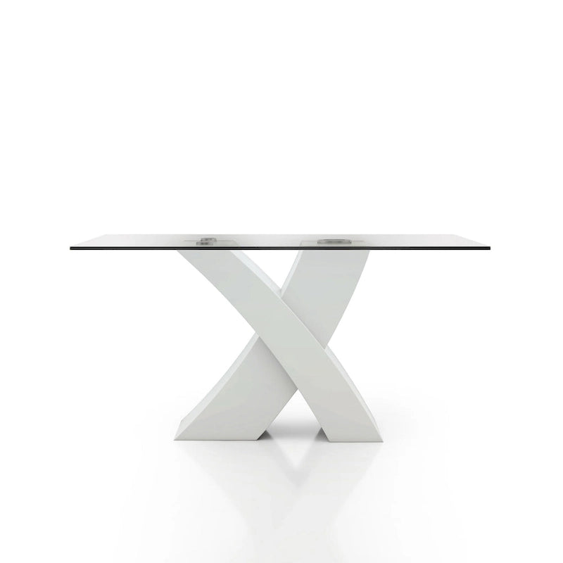 Ensemble de salle à manger 7 pièces Nole Modern en similicuir noir avec pied central, par Furniture of America