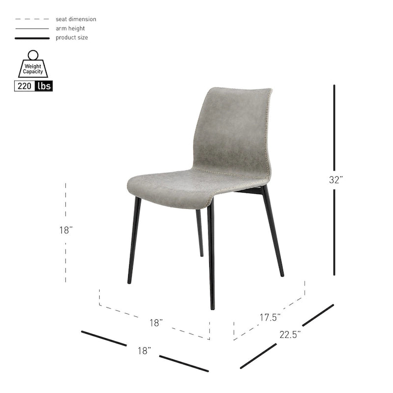 Chaise d'appoint de salle à manger Jayden en similicuir (lot de 2)