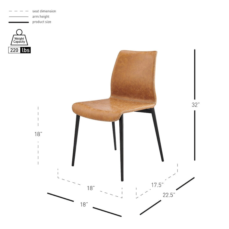 Chaise d'appoint de salle à manger Jayden en similicuir (lot de 2)