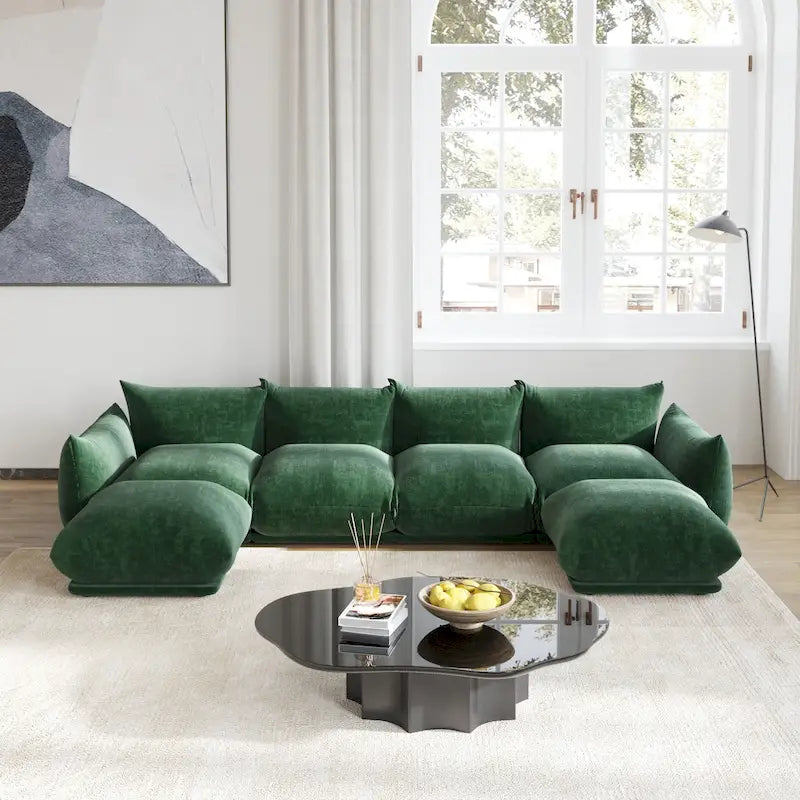 Canapé d'angle modulaire en chenille en forme de U