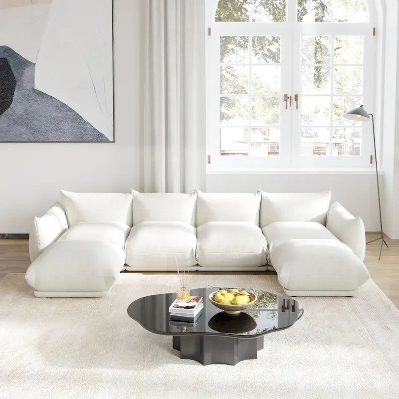 Canapé d'angle modulaire en chenille en forme de U