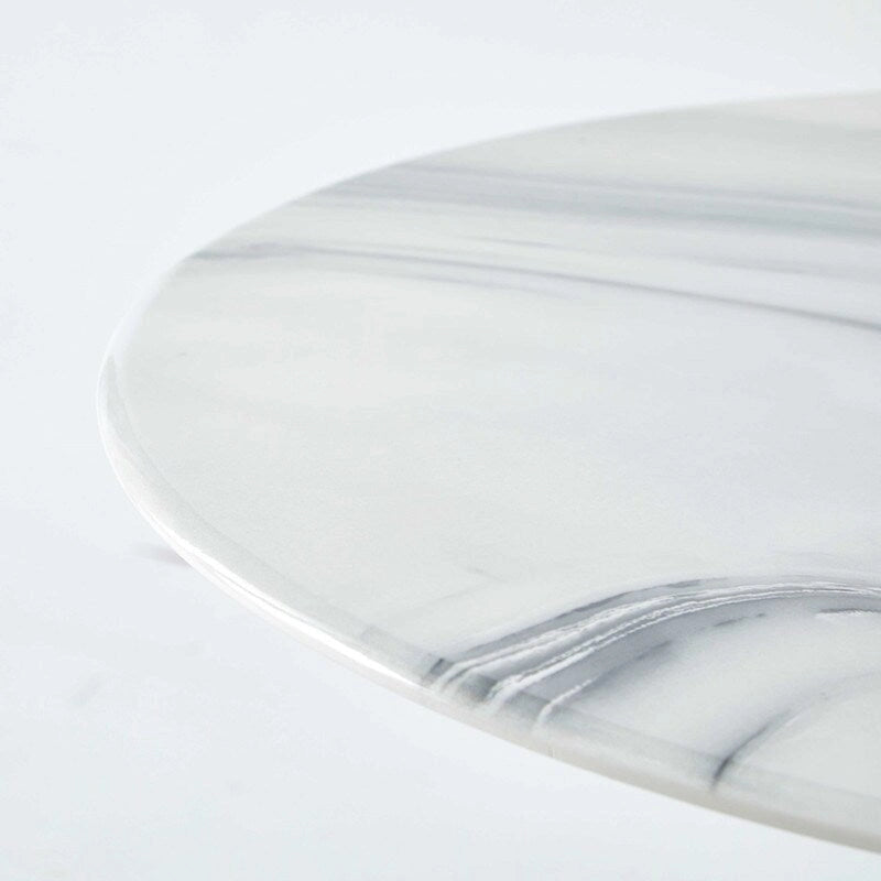 Table de salle à manger Tulipe 42,1 cm avec plateau rond à motif marbre pour 4 à 6 personnes